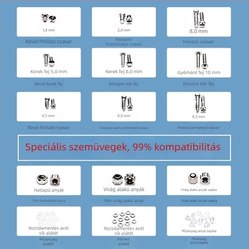 Szemüveg csavarjavító készlet, rozsdamentes acélból, csavar készlet, modell Screw, tanuláshoz, irodához és kiegészítőkhöz