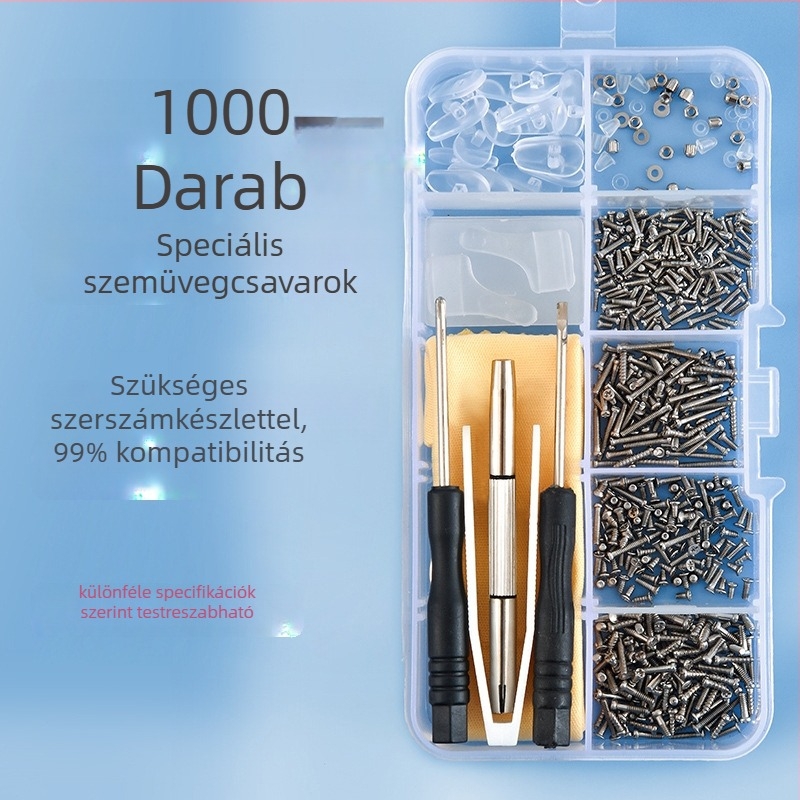 Szemüveg csavarjavító készlet, rozsdamentes acélból, csavar készlet, modell Screw, tanuláshoz, irodához és kiegészítőkhöz