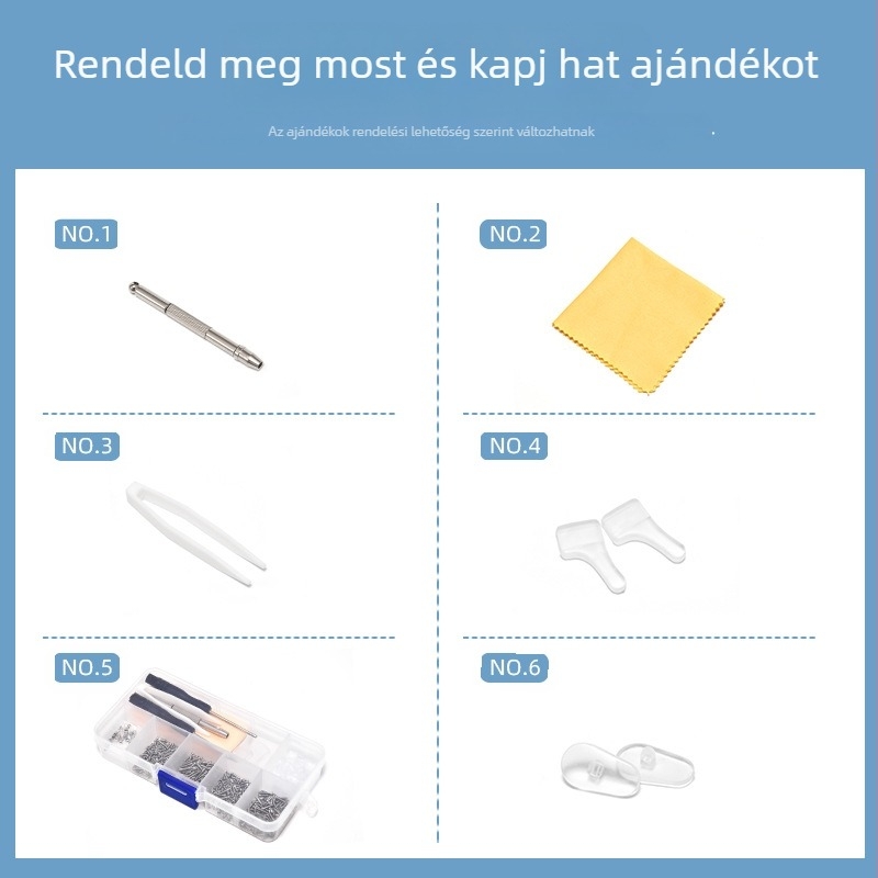 Szemüveg csavarjavító készlet, rozsdamentes acélból, csavar készlet, modell Screw, tanuláshoz, irodához és kiegészítőkhöz