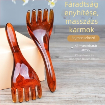 Ötkarú fejmasszírozó a fejbőr masszírozására és meridián akupont terápiára, gyantából készült eszköz