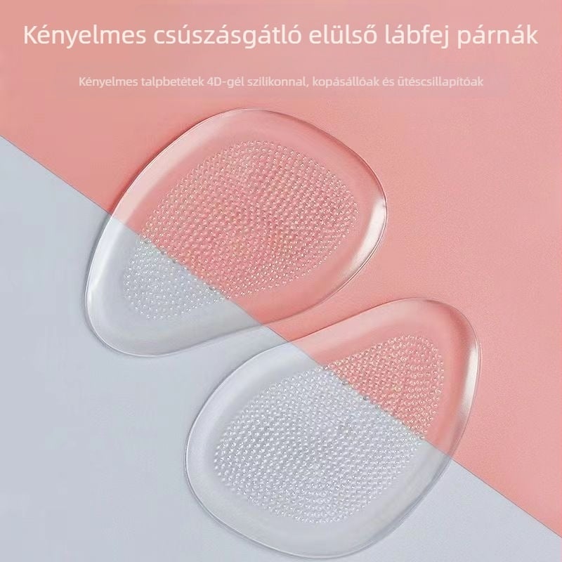 Szilikon elülső talppárna magas sarkú cipőkhöz – kis pöttyös modell; fájdalomcsillapító, csúszásmentes, puha és kényelmes.