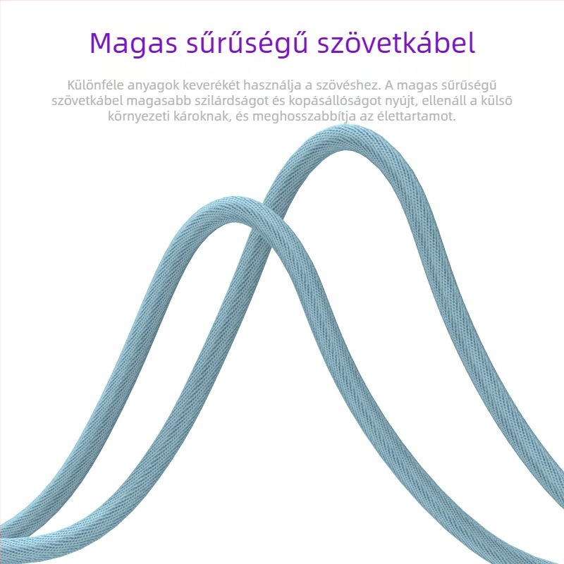 2–in–1 adatkábel USB-C és Micro USB, nylon szövés, 18W gyorstöltés, automatikus áramkikapcsolás
