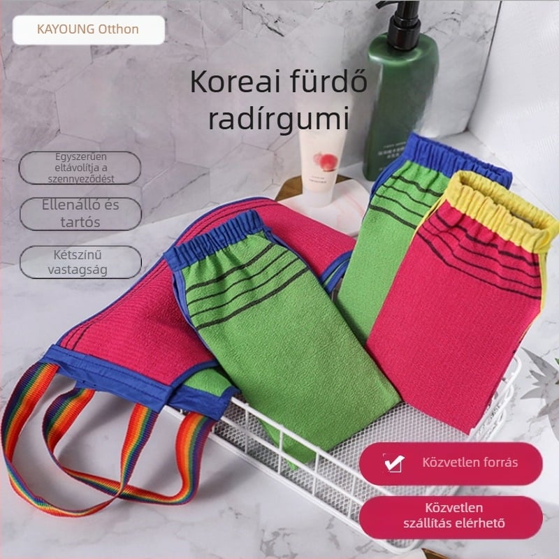 Kétoldalas fürdőzuhany kesztyű hámlasztáshoz — Coffee Valley Rice, Anyag: rost, Csomagolás: 300 darab