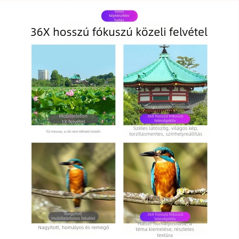 APEXEL APL-36XCR50 Mobil Teleobjektív telefonhoz, teljesen fém kivitelű külső állvánnyal