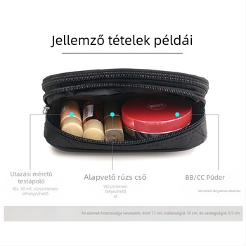 Uniszex nejlon kozmetikai táska lélegző belső béléssel, mindennapi használatra.
