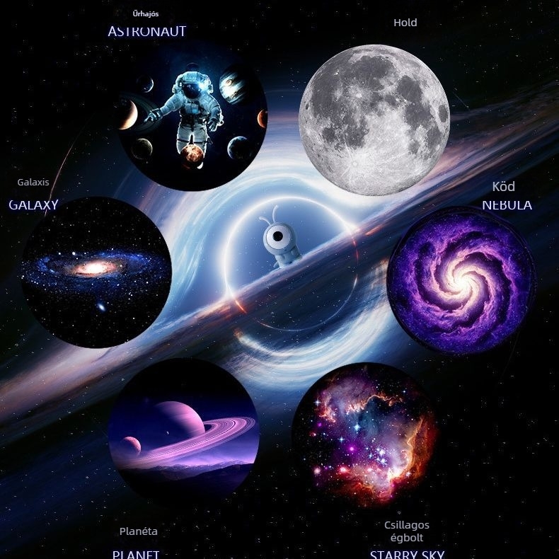 Gyerekeknek szóló vetítő lámpa csillagos ég és galaxis mintával, akkumulátoros éjjeli világítás, intelligens vezérlés nélkül