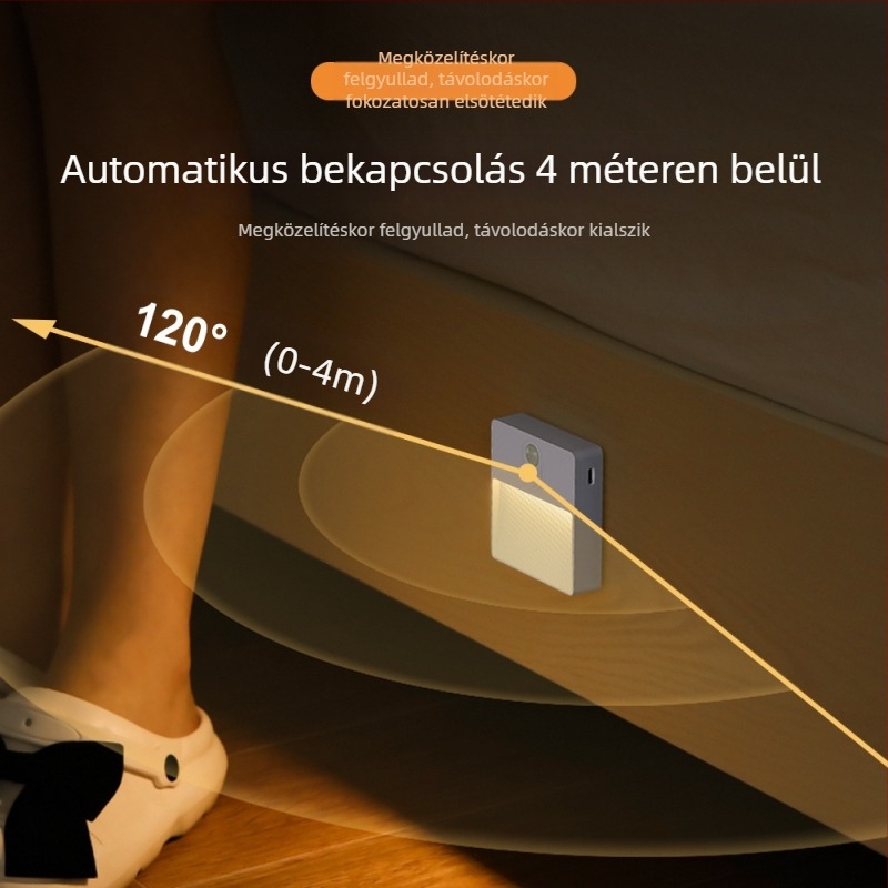 RGB mozgásérzékelős LED éjszakai lámpa mágneses USB töltéssel