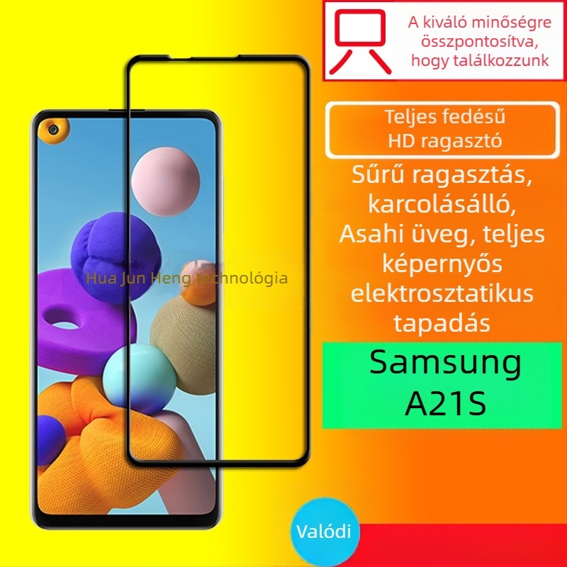 Samsung A21S védőüveg a kijelzőhöz, teljes lefedés ragasztással, matt felület, ujjlenyomat-mentes, karcolásálló