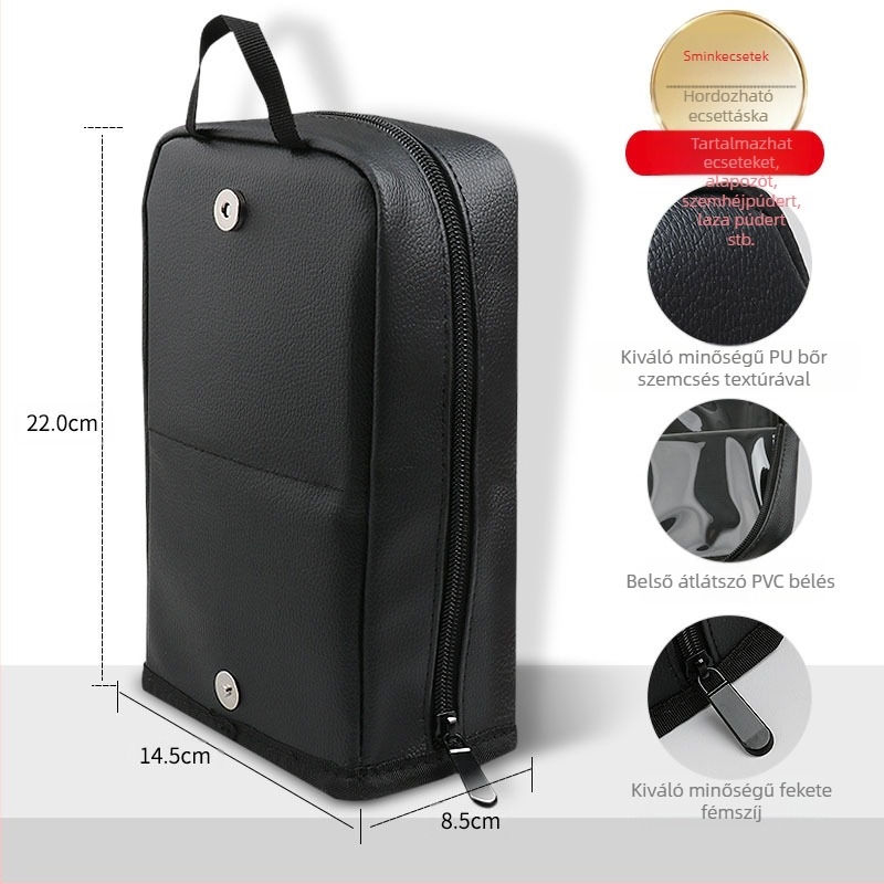 Hordozható függőleges kozmetikai ecsetek tokja, 20 ecsettel, műanyag nyél, szálhossz 0.1, csomagolás: táska, professzionális eszközök szemhéjfestékhez és púderhez