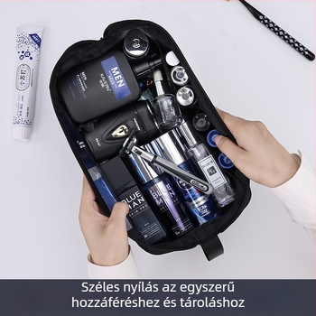 Kozmetikai neszesszer - dupla réteg, vízálló, száraz–nedves elválasztás, Oxford anyagból, üzleti út stílusú