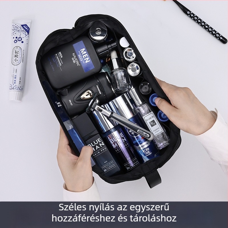 Kozmetikai neszesszer - dupla réteg, vízálló, száraz–nedves elválasztás, Oxford anyagból, üzleti út stílusú