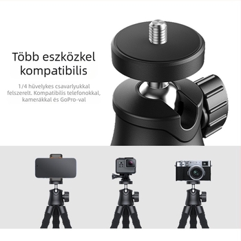 Rugalmas asztali tripod telefonhoz élő közvetítéshez, kompatibilis sportkamerákkal