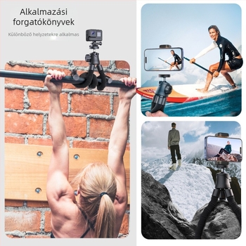 Rugalmas asztali tripod telefonhoz élő közvetítéshez, kompatibilis sportkamerákkal