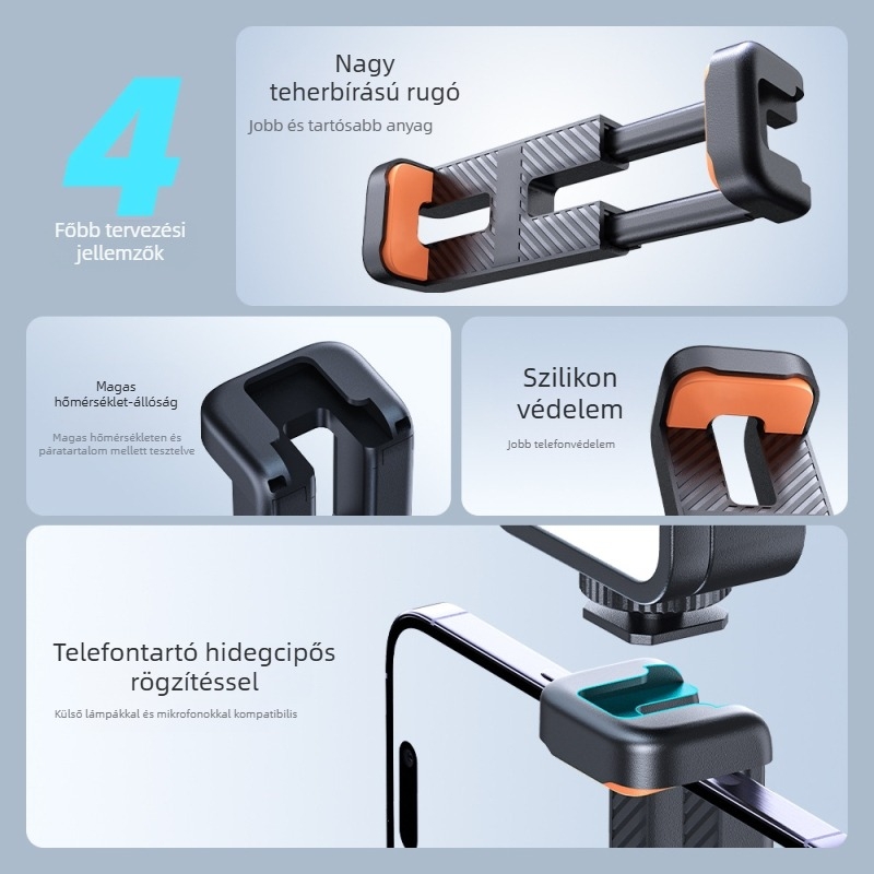 Rugalmas asztali tripod telefonhoz élő közvetítéshez, kompatibilis sportkamerákkal