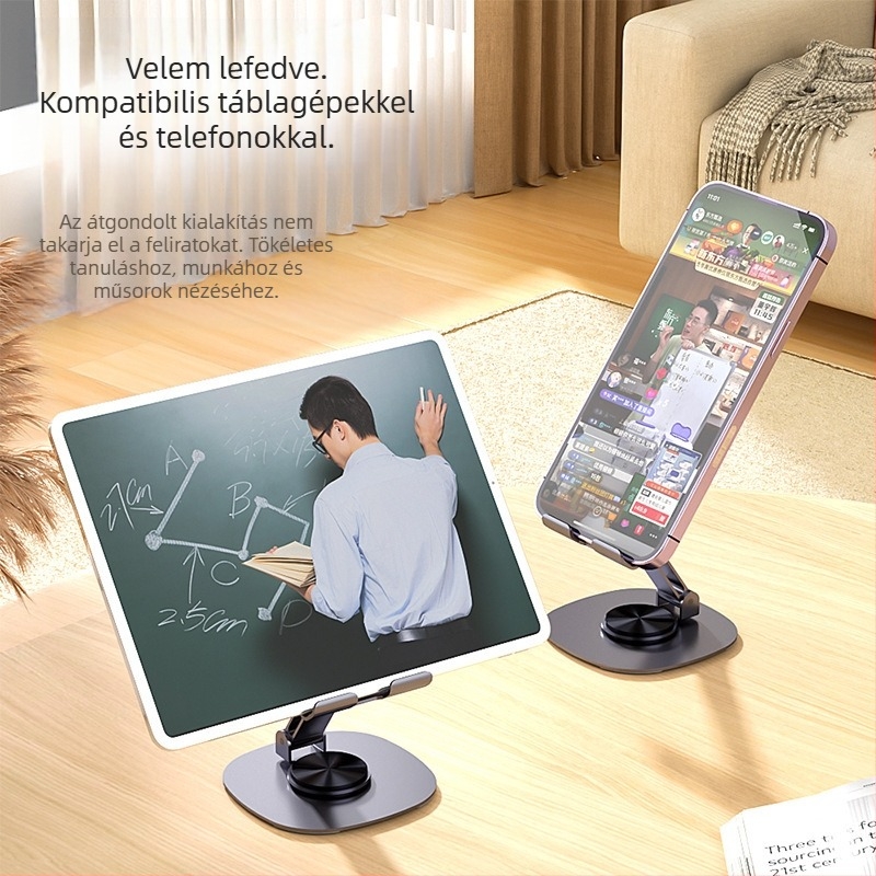 Teljesen fémvázas forgatható mobiltartó, összecsukható, üreges hőelvezető kivitel, mechanikus hanggal