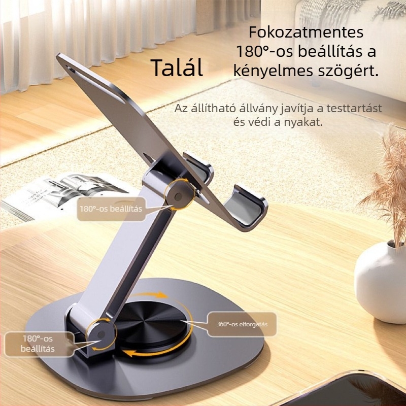 Teljesen fémvázas forgatható mobiltartó, összecsukható, üreges hőelvezető kivitel, mechanikus hanggal