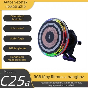 C25 mágneses vezeték nélküli autós töltő, QC3.0, 15W maximális kimenet, Apple eszközökhöz