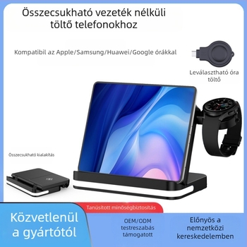 Összecsukható 3 az 1-ben vezeték nélküli töltő Samsung W23/W24 készülékekhez, levehető óratöltő, gyors töltés