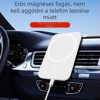 Mágneses autótelefon-tartó 15W vezeték nélküli gyorstöltéssel, PD töltés, univerzális kompatibilitás, kompakt és hordozható