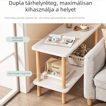 Kis multifunkciós dohányzóasztal, márványlapos, fabázisú váz, görgőkkel, egyszerű modern dizájn, könnyű összeszerelés