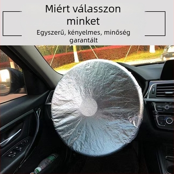 Autó kormányvédő, napvédő és hőszigetelő, sportos stílus, universalis illeszkedés, minden évszakban használható, anyag: bevont szövet