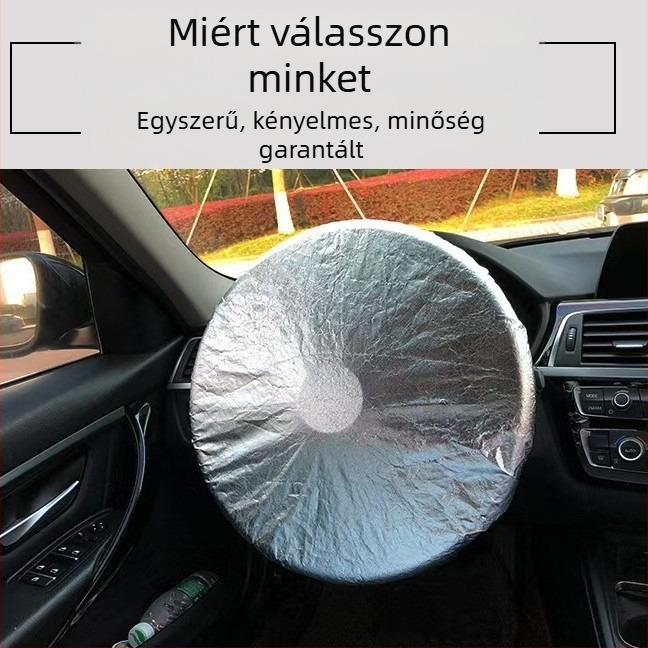 Autó kormányvédő, napvédő és hőszigetelő, sportos stílus, universalis illeszkedés, minden évszakban használható, anyag: bevont szövet