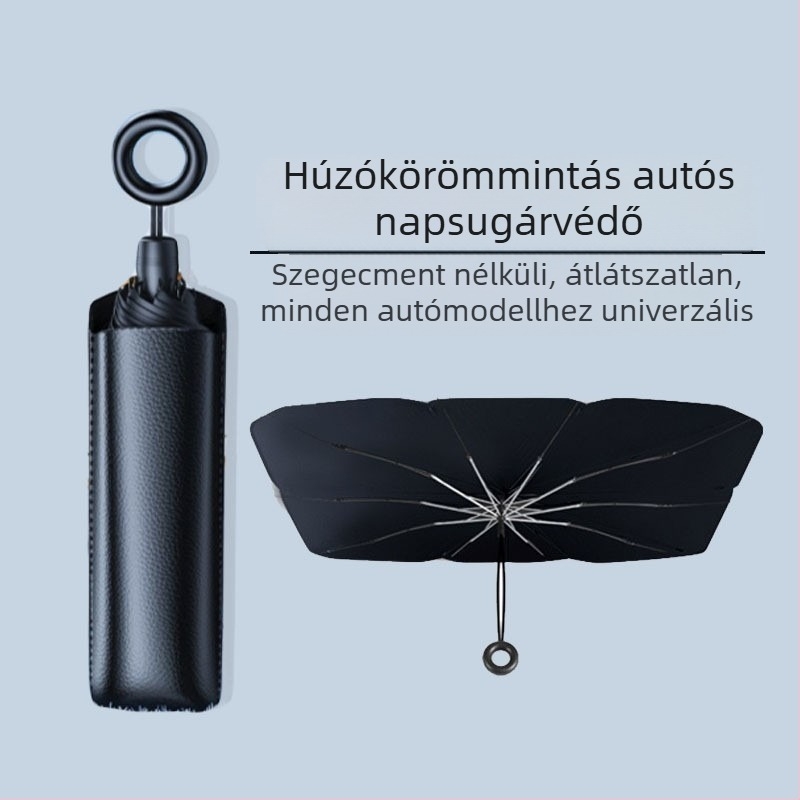 Teleszkópos autóernyő az ablak árnyékolásához, titan–ezüst anyag, logónyomtatás elérhető, univerzális kompatibilitás (Toyota)