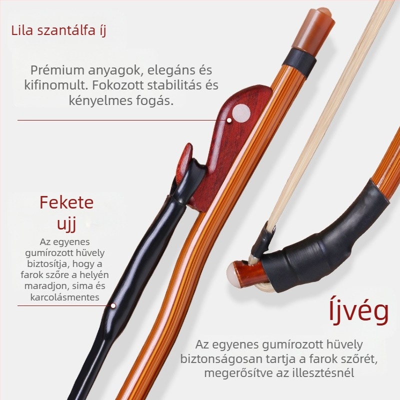 Erhu íj fehér lófarokkal és rózsafa, professzionális hangszeríj