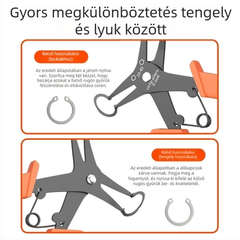 Maibu körkörös csapszeg-fogó – kettős használatú belső és külső körgyűrűkhöz, fej 25 mm, fej szöge 45°, súly 108 g, egyetlen eszköz, hosszú távú rugalmasság