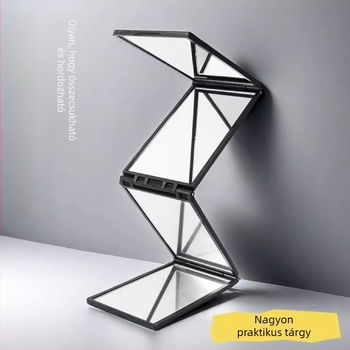 Összecsukható négyoldalas tükör otthoni hajvágáshoz, tarkó látható, sminktükör, ABS keret