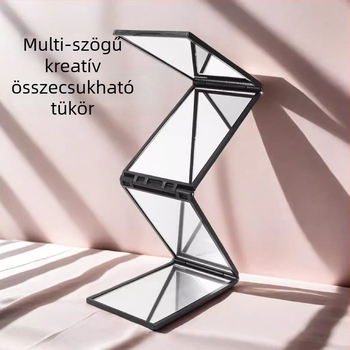 Összecsukható négyoldalas tükör otthoni hajvágáshoz, tarkó látható, sminktükör, ABS keret