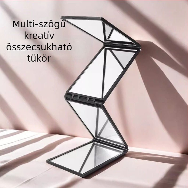 Összecsukható négyoldalas tükör otthoni hajvágáshoz, tarkó látható, sminktükör, ABS keret