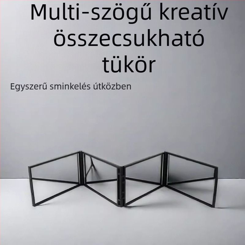 Összecsukható négyoldalas tükör otthoni hajvágáshoz, tarkó látható, sminktükör, ABS keret