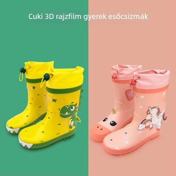 Gyerekeknek való esőcsizma – Dínó-Unikornis sorozat, Rajzfilmszerű dizájn, Felső rész: gumi, Őszi-téli szezon, 4–12 évesek
