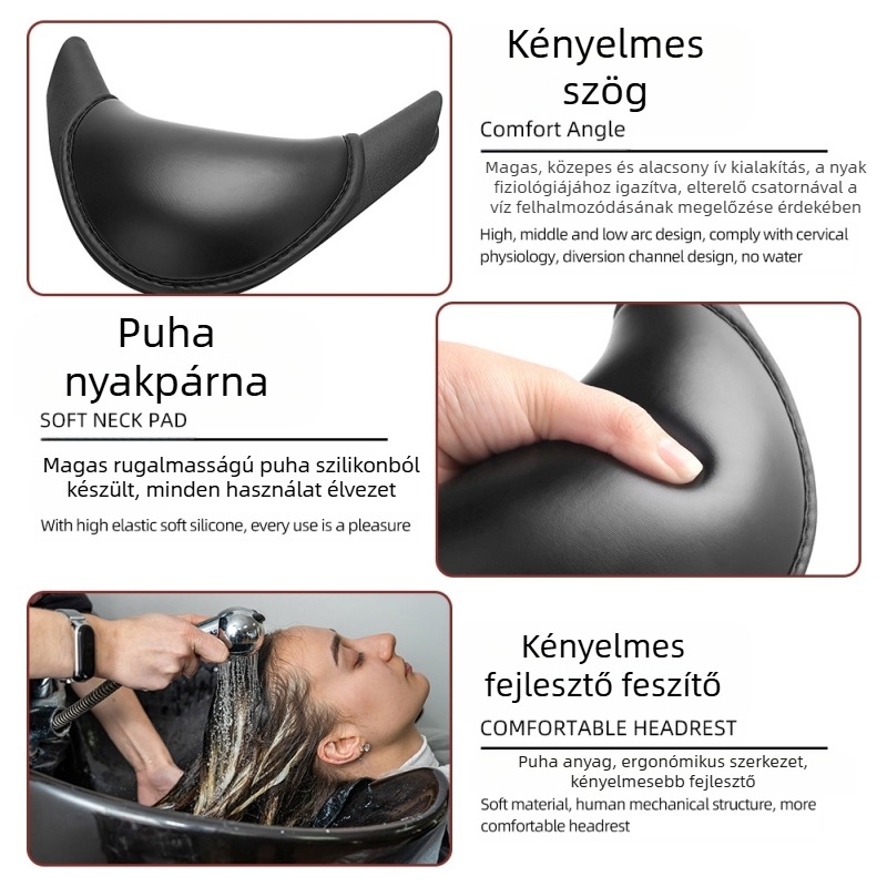 U alakú szilikon párna hajmosáshoz fodrászatban — csúszásmentes, kényelmes és puha; súlya 340 g; márka: Hengtong beauty salon silicone shampoo pillow