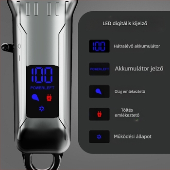 LCD kijelzős elektromos hajvágó, rozsdamentes acél pengékkel, retro stílusú készlet felnőtteknek