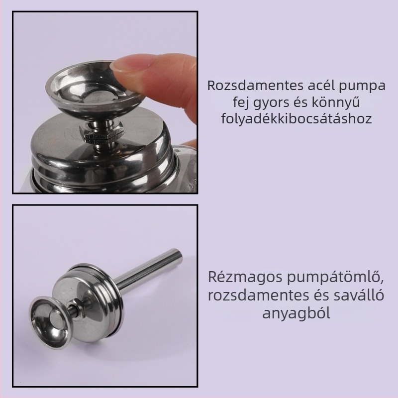 Gél-manikűr üveg acél pumpával, rézmagú pumpacső, rozsdamentes, porvédő sapka