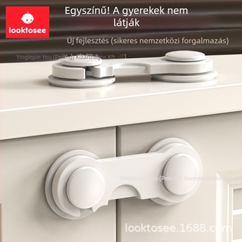 Többcélú gyerekbiztonsági zár, védelem a szorítás ellen, fiókokhoz, szekrényekhez és hűtőszekrény ajtókhoz — Looktosee