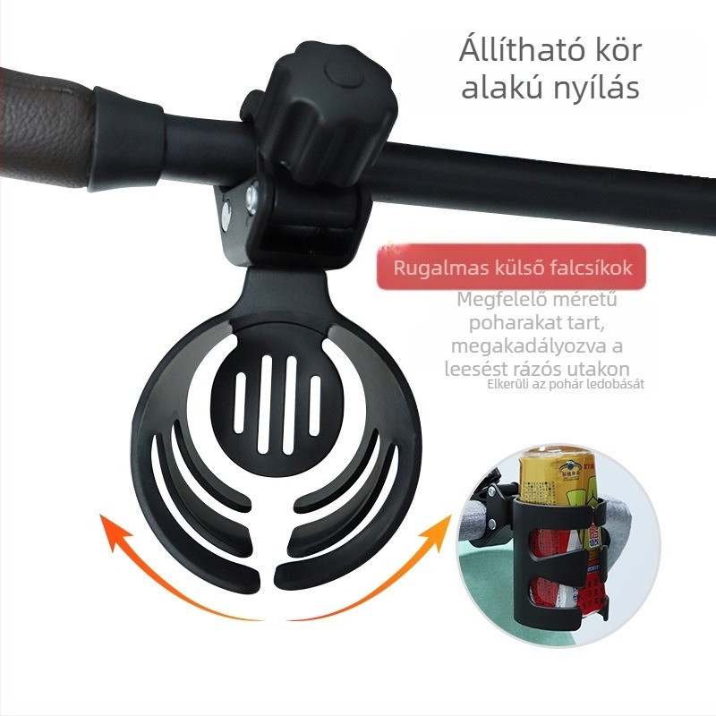 Univerzális pohártartó babakocsikhoz – stabil, könnyen használható, modell 1111, PP műanyag, testreszabható