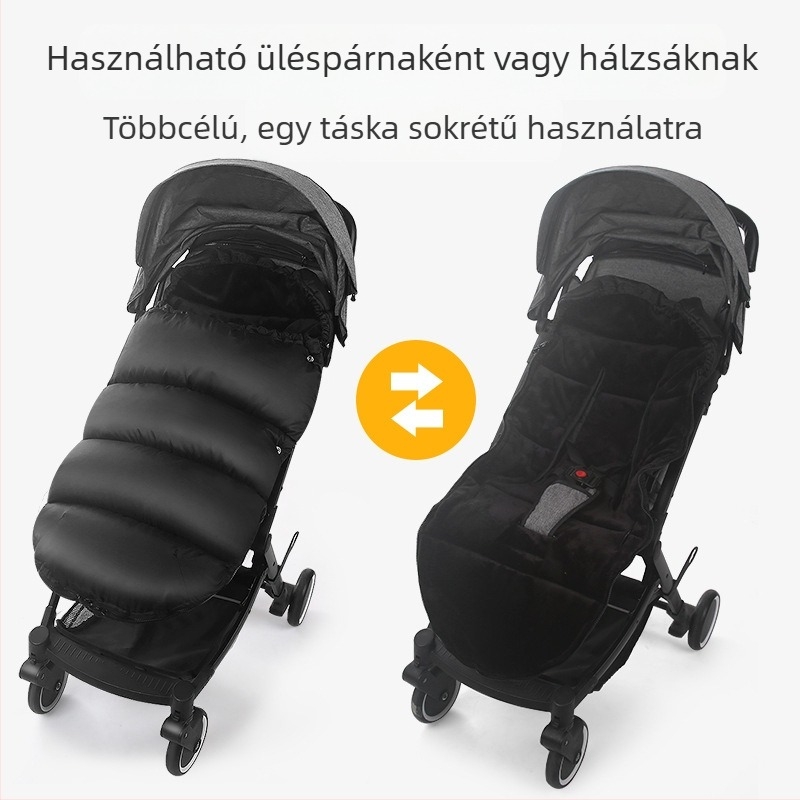 Babakocsi lábvédő huzat szélvédővel, Oxford anyagból, vastagított, szélálló és meleg, multifunkcionális hálózsák / ülőmatrac babakocsihoz, őszi–téli használatra