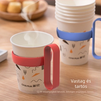 Egyszer használatos műanyag pohárfogó papír poharakhoz, hőszigeteléssel és nagy fogantyúval
