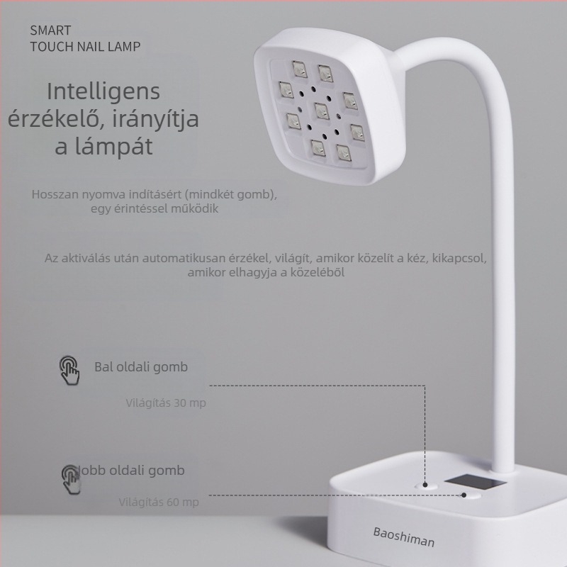 Asztali manikűr lámpa energiatároló indukciós töltéssel, szenzoros működés, 27W, modell 223