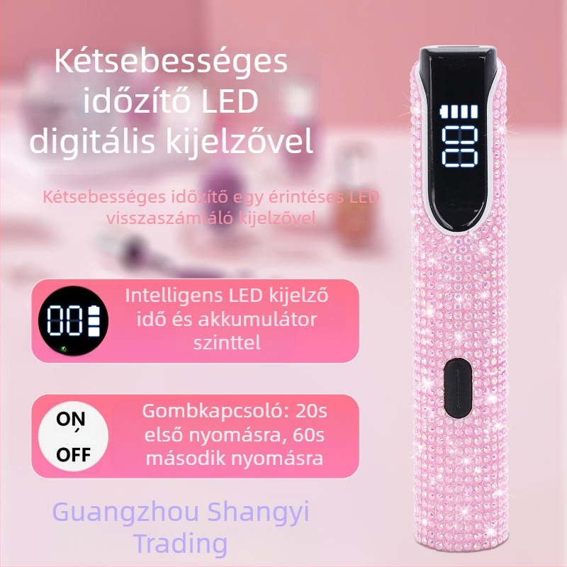 Köröm UV LED lámpa gél lakhoz, modell J10 Diamond Word Light, kézi, hordozható, akkumulátoros