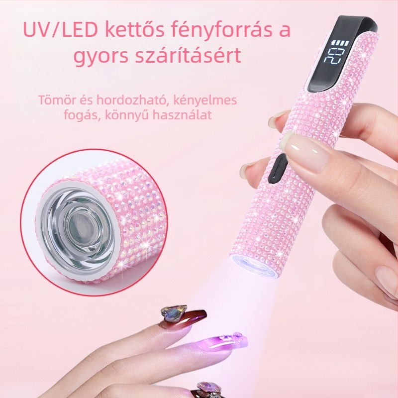 Köröm UV LED lámpa gél lakhoz, modell J10 Diamond Word Light, kézi, hordozható, akkumulátoros