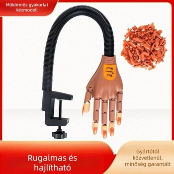 Manikűr gyakorló kéz modell — hajlékony kialakítás; anyagok: ABS, PP, PA, TPE; tömeg 621,5 g.