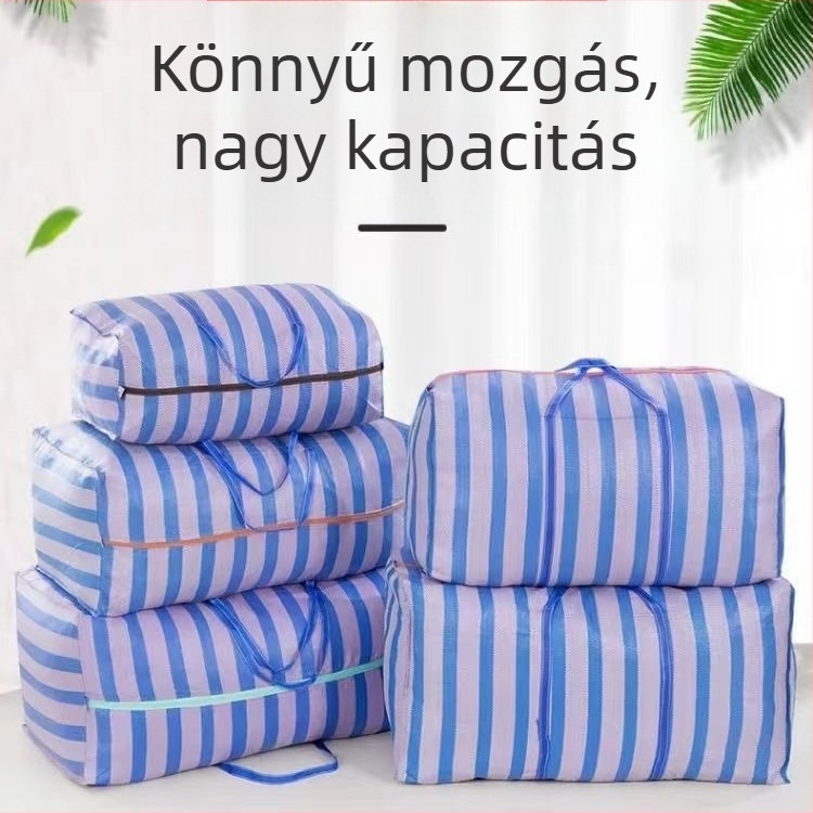 PP szövött zacskó, hordozható költöző és tároló zsák ágyneműhöz, teherbírás 100 kg