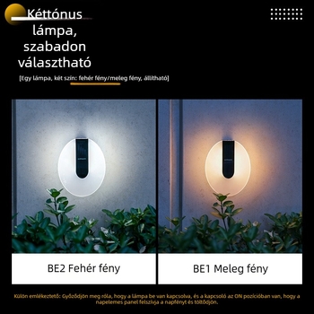 Ovális akril falikar napelemes, kültéri, vízálló, LED 5W, manuális kapcsoló