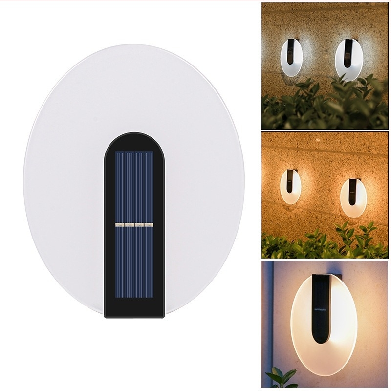 Ovális akril falikar napelemes, kültéri, vízálló, LED 5W, manuális kapcsoló