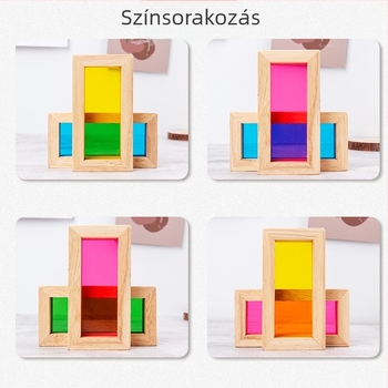 Gumifa faépítő blokkok akril szivárvány darabokkal, logó testreszabás, 4–6 éveseknek, 0–38 db, 0,95 kg