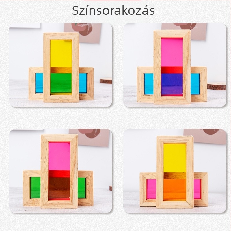 Gumifa faépítő blokkok akril szivárvány darabokkal, logó testreszabás, 4–6 éveseknek, 0–38 db, 0,95 kg